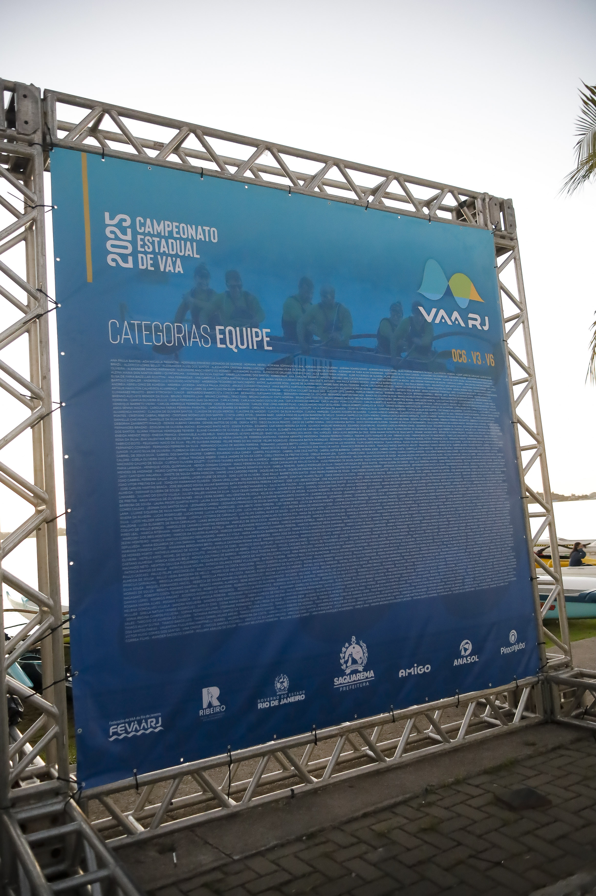 Lona com lista de inscritos - Campeonato Estadual de Va'a RJ