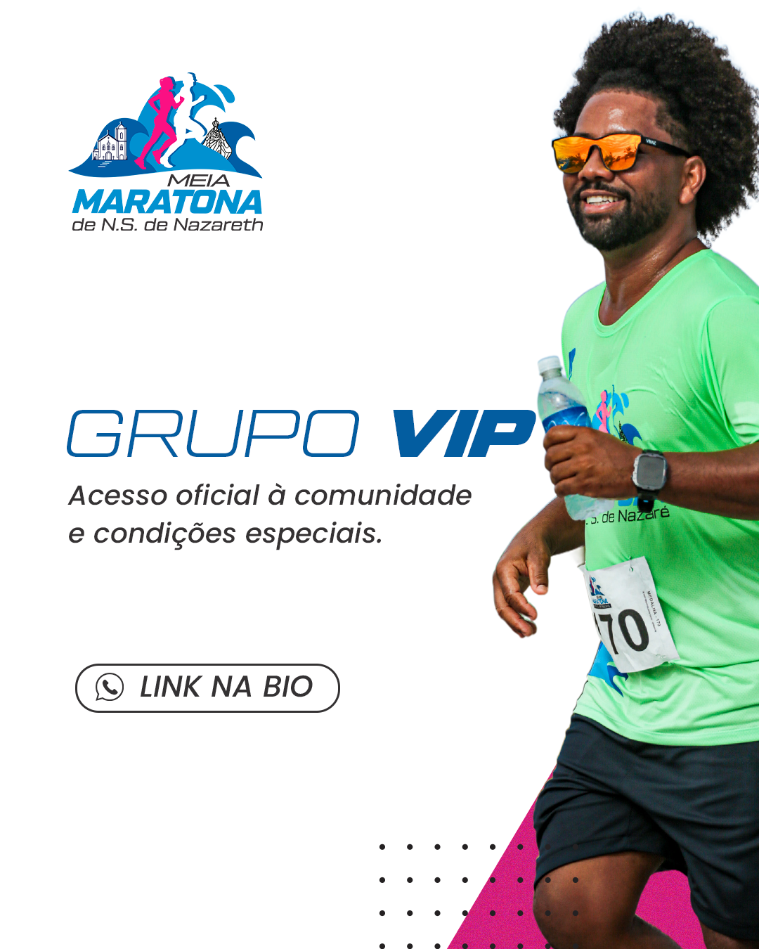 Peça de divulgação do Grupo Vip Meia Maratona N. Sra. Nazareth - Saquarema 2026 - C.Porto Marketing e Design